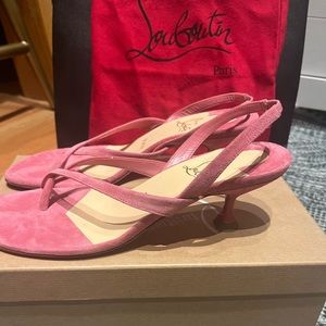 Christian Louboutins suede, pink sandals